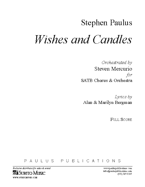 Wishes and Candles (Orch. version) for SATB Chorus & Orchestra